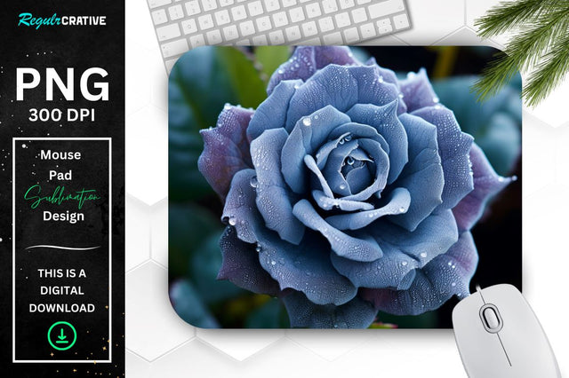 Beautiful Frost Rose Mouse Pad Sublimation Regulrcrative 