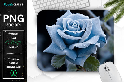 Beautiful Frost Rose Mouse Pad Sublimation Regulrcrative 