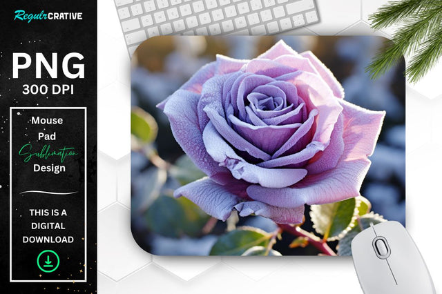 Beautiful Frost Rose Mouse Pad Sublimation Regulrcrative 