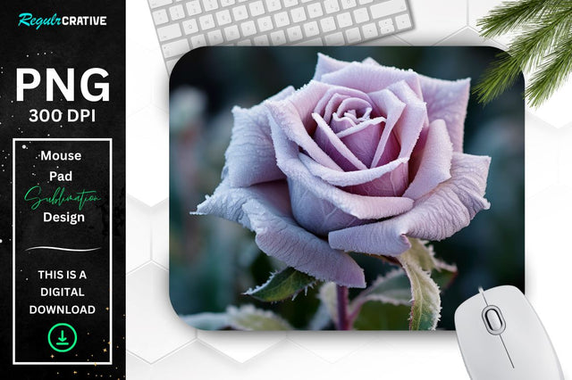 Beautiful Frost Rose Mouse Pad Sublimation Regulrcrative 