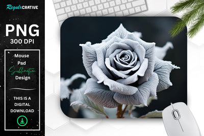 Beautiful Frost Rose Mouse Pad Sublimation Regulrcrative 
