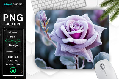 Beautiful Frost Rose Mouse Pad Sublimation Regulrcrative 