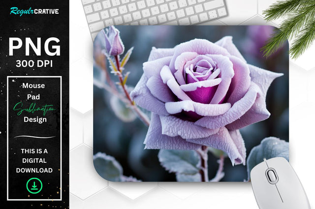 Beautiful Frost Rose Mouse Pad Sublimation Regulrcrative 