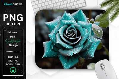 Beautiful Frost Rose Mouse Pad Sublimation Regulrcrative 