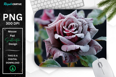 Beautiful Frost Rose Mouse Pad Sublimation Regulrcrative 