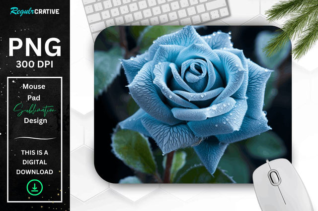 Beautiful Frost Rose Mouse Pad Sublimation Regulrcrative 