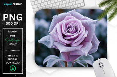 Beautiful Frost Rose Mouse Pad Sublimation Regulrcrative 