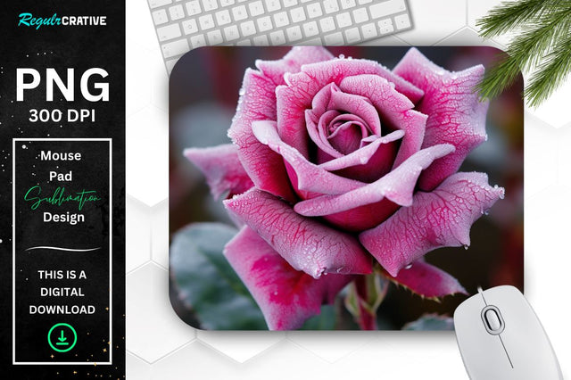 Beautiful Frost Rose Mouse Pad Sublimation Regulrcrative 