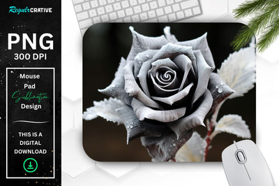 Beautiful Frost Rose Mouse Pad Sublimation Regulrcrative 