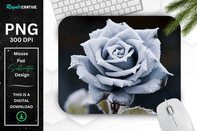 Beautiful Frost Rose Mouse Pad Sublimation Regulrcrative 
