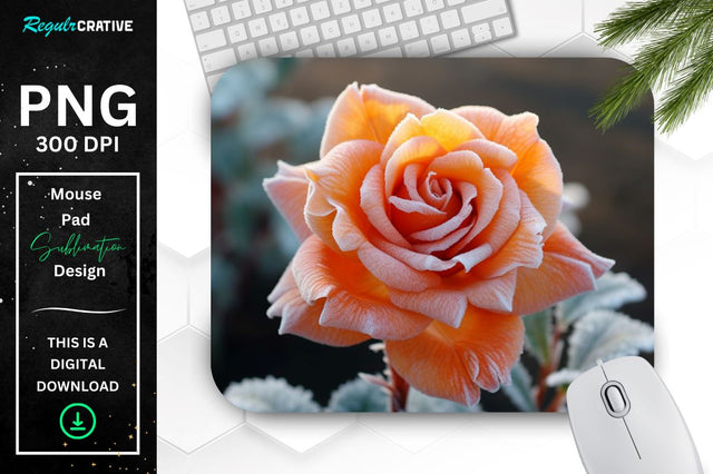 Beautiful Frost Rose Mouse Pad Sublimation Regulrcrative 
