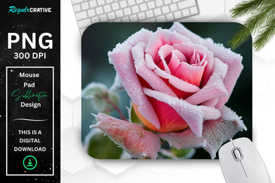 Beautiful Frost Rose Mouse Pad Sublimation Regulrcrative 