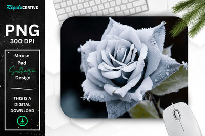 Beautiful Frost Rose Mouse Pad Sublimation Regulrcrative 