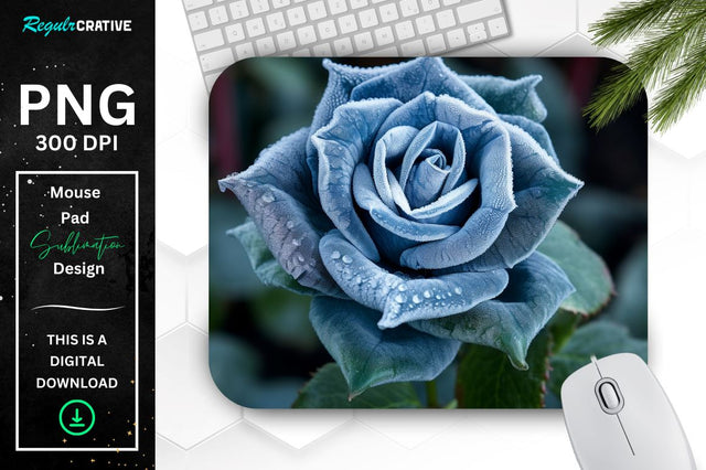 Beautiful Frost Rose Mouse Pad Sublimation Regulrcrative 