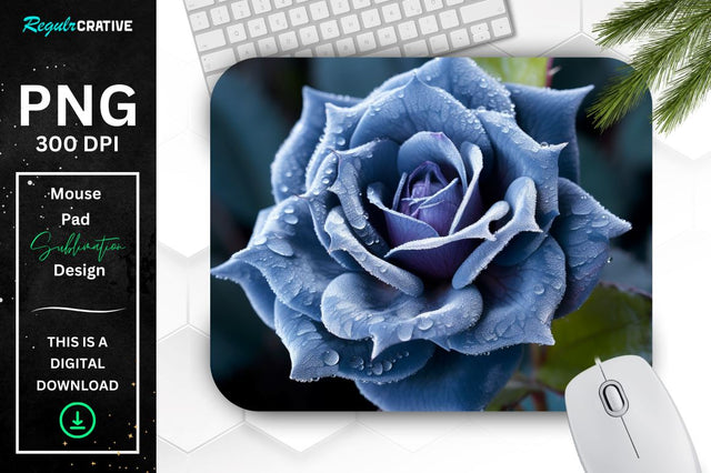 Beautiful Frost Rose Mouse Pad Sublimation Regulrcrative 