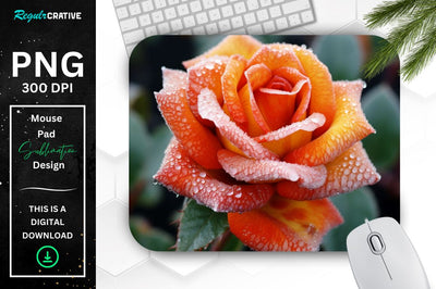Beautiful Frost Rose Mouse Pad Sublimation Regulrcrative 