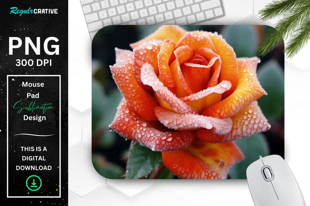 Beautiful Frost Rose Mouse Pad Sublimation Regulrcrative 