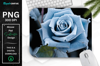 Beautiful Frost Rose Mouse Pad Sublimation Regulrcrative 