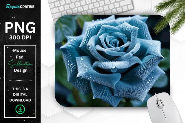 Beautiful Frost Rose Mouse Pad Sublimation Regulrcrative 