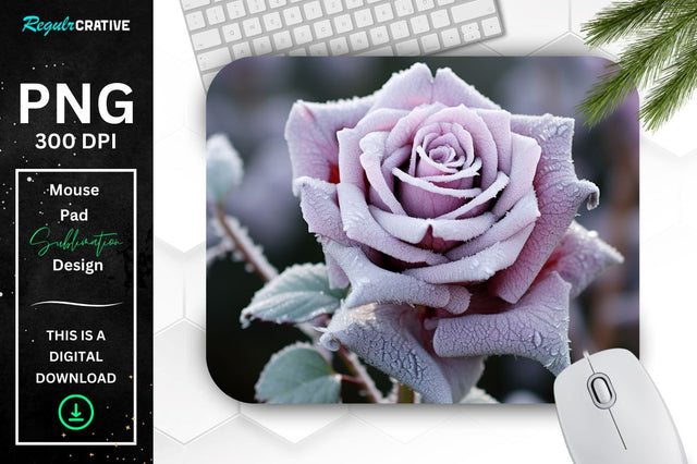 Beautiful Frost Rose Mouse Pad Sublimation Regulrcrative 