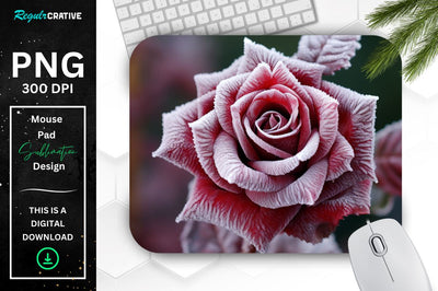 Beautiful Frost Rose Mouse Pad Sublimation Regulrcrative 