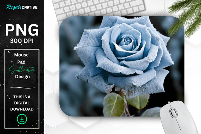 Beautiful Frost Rose Mouse Pad Sublimation Regulrcrative 