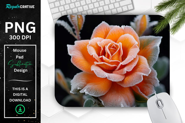 Beautiful Frost Rose Mouse Pad Sublimation Regulrcrative 