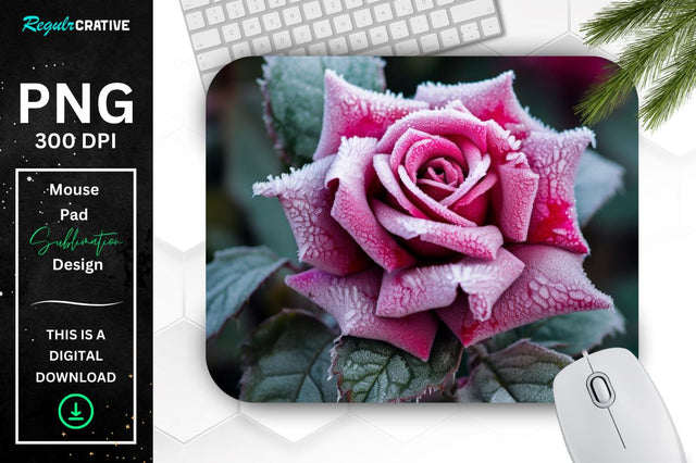 Beautiful Frost Rose Mouse Pad Sublimation Regulrcrative 