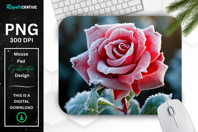 Beautiful Frost Rose Mouse Pad Sublimation Regulrcrative 