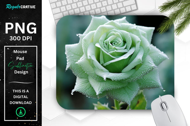 Beautiful Frost Rose Mouse Pad Sublimation Regulrcrative 