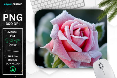 Beautiful Frost Rose Mouse Pad Sublimation Regulrcrative 