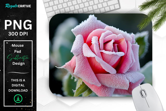 Beautiful Frost Rose Mouse Pad Sublimation Regulrcrative 