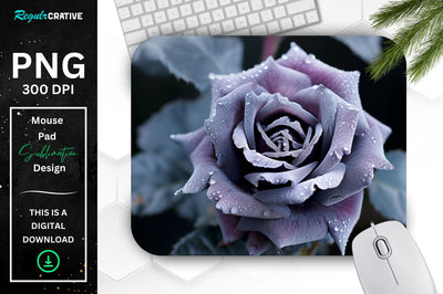 Beautiful Frost Rose Mouse Pad Sublimation Regulrcrative 
