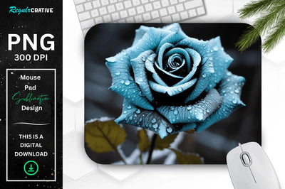 Beautiful Frost Rose Mouse Pad Sublimation Regulrcrative 
