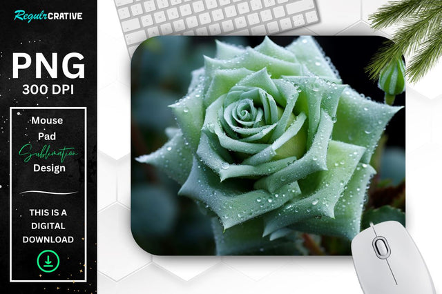 Beautiful Frost Rose Mouse Pad Sublimation Regulrcrative 