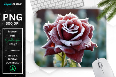Beautiful Frost Rose Mouse Pad Sublimation Regulrcrative 