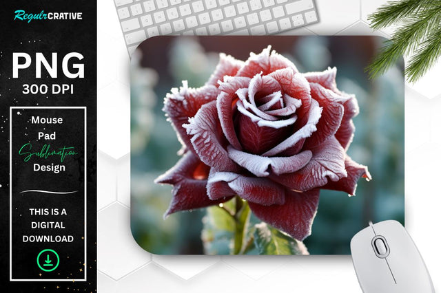 Beautiful Frost Rose Mouse Pad Sublimation Regulrcrative 