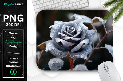 Beautiful Frost Rose Mouse Pad Sublimation Regulrcrative 