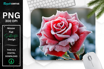 Beautiful Frost Rose Mouse Pad Sublimation Regulrcrative 