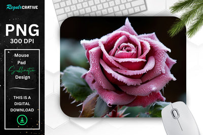 Beautiful Frost Rose Mouse Pad Sublimation Regulrcrative 