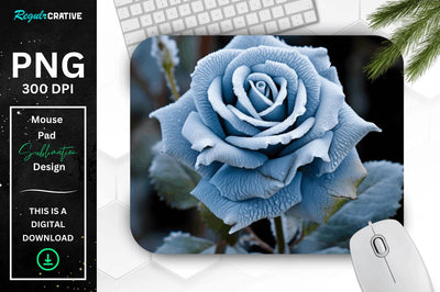 Beautiful Frost Rose Mouse Pad Sublimation Regulrcrative 