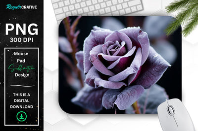 Beautiful Frost Rose Mouse Pad Sublimation Regulrcrative 