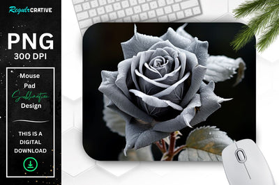 Beautiful Frost Rose Mouse Pad Sublimation Regulrcrative 