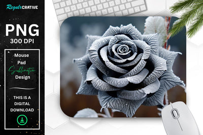 Beautiful Frost Rose Mouse Pad Sublimation Regulrcrative 