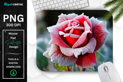Beautiful Frost Rose Mouse Pad Sublimation Regulrcrative 