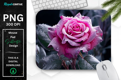 Beautiful Frost Rose Mouse Pad Sublimation Regulrcrative 