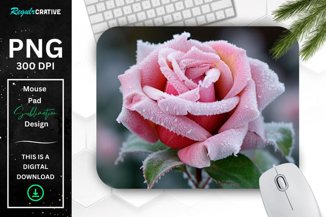 Beautiful Frost Rose Mouse Pad Sublimation Regulrcrative 