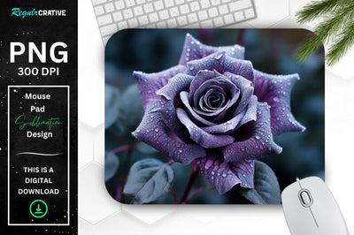 Beautiful Frost Rose Mouse Pad Sublimation Regulrcrative 