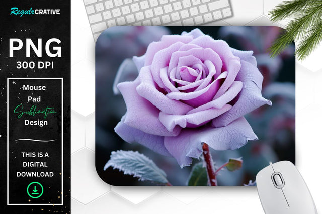 Beautiful Frost Rose Mouse Pad Sublimation Regulrcrative 