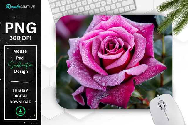 Beautiful Frost Rose Mouse Pad Sublimation Regulrcrative 